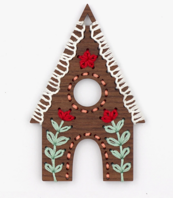 Gingerbread House Stitched Ornament Kit by Kiriki Press