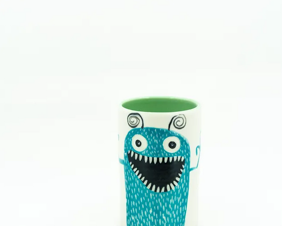 Small Teal Monster Cup by Tim McMahon
