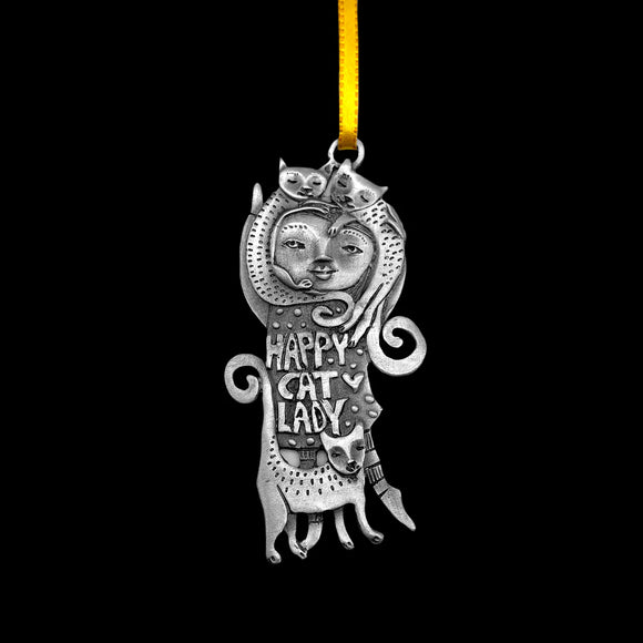 Happy Cat Lady Ornament by Leandra Drumm Designs