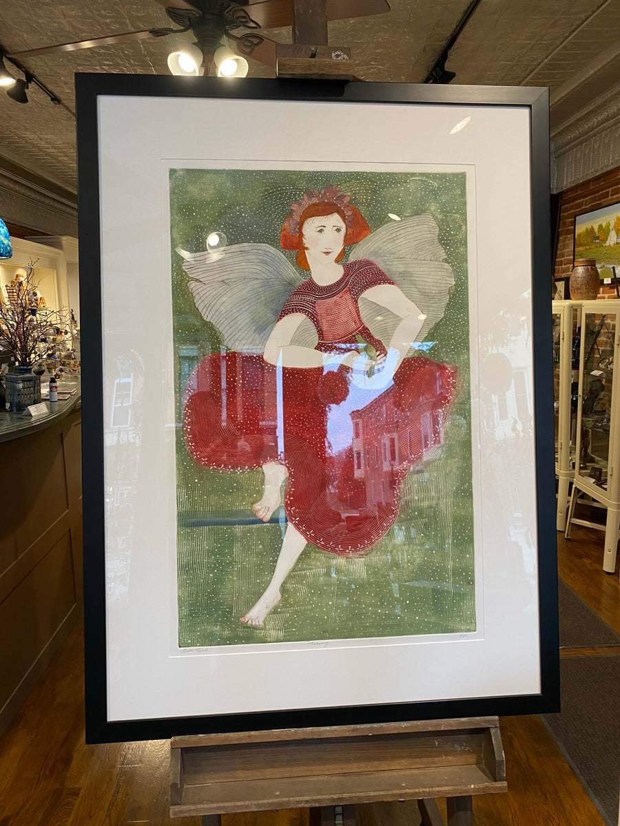 February HandPainted Etching by Beth Bird Outside the Lines Art Gallery