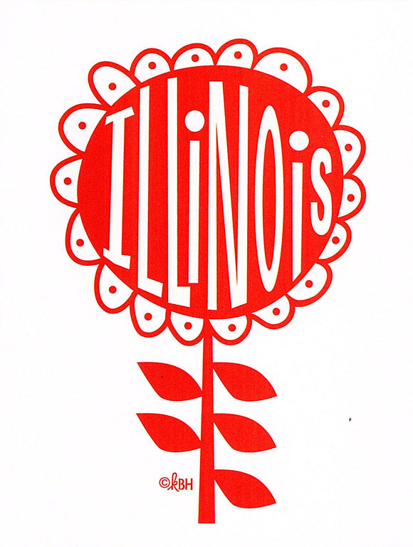 Illinois Red Flower Card by Kate Brennan Hall