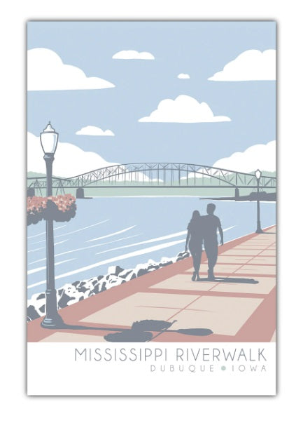 Dubuque Mississippi Riverwalk Postcard by Bozz Prints