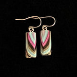 Tiny Rectangle Featherwoods Earrings #1130 by Buzz Coren