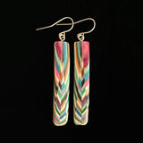 Long Rectangle Composite Featherwood Earrings #1024 by Buzz Coren