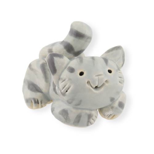Gray Tabby Cat Ceramic 