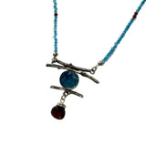Zen Necklace with Beaded Chain - Paraiba Kyanite and Ruby by Susan Rodgers