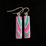 Short Rectangle Featherwoods Earrings #1131 by Buzz Coren