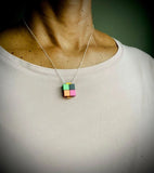 Aluminum Cube Box Necklace by Trecy Bleich