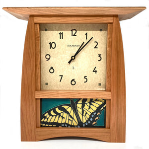 Arts and Crafts Tile Clock - Cherry by Schlabaugh & Sons