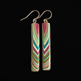 Long Rectangle Featherwood Earrings #984 by Buzz Coren