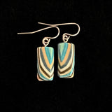 Tiny Rectangle Featherwoods Earrings #1130 by Buzz Coren