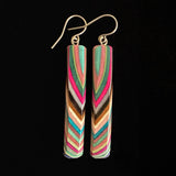 Long Rectangle Featherwood Earrings #984 by Buzz Coren