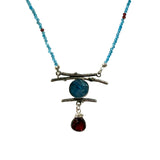 Zen Necklace with Beaded Chain - Paraiba Kyanite and Ruby by Susan Rodgers