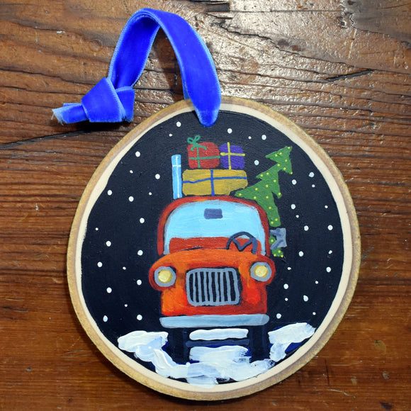 Red Truck Ornament by David Hinds