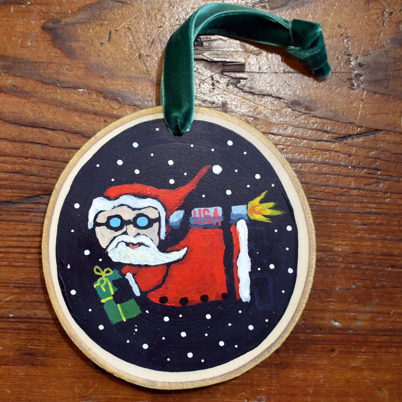 Space Santa Ornament by David Hinds