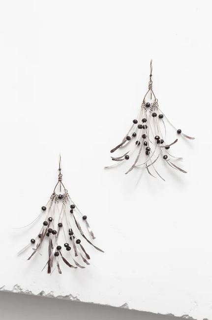 Boa Earrings - Silver and Black Garnet by Zuzko Jewelry