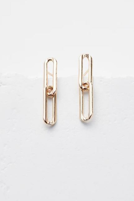 Paper Clip Stud Earrings - Gold by Zuzko Jewelry