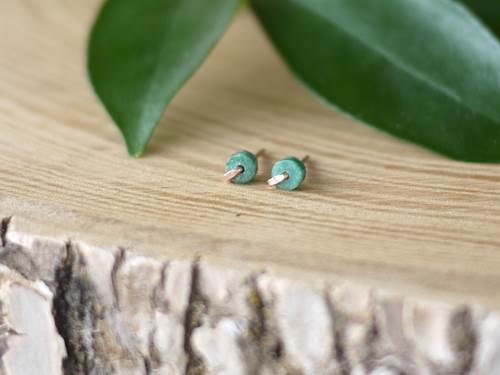 Tiny Stud Earrings with Blue/Green Jasper by Brianna Kenyon
