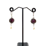 Vision Dangle Earrings - Ruby with Pearl Dangle by Susan Rodgers