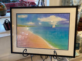 Beach & Sailboat Framed Original Watercolor by JoAnne Hauser Warren