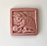 Kitten with Yarn 3" x 3" Tile by Whistling Frog