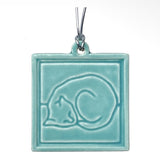 Line Cat Tile Ornament by Whistling Frog