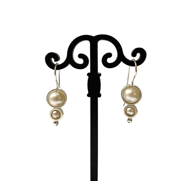 Tapered Pearl Spinner Earrings - Circles by Kenneth Pillsworth