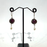 Vision Dangle Earrings - Ruby with Pearl Dangle by Susan Rodgers