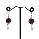 Vision Dangle Earrings - Ruby with Pearl Dangle by Susan Rodgers
