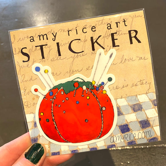 Tomato Pincushion Sticker by Amy Rice