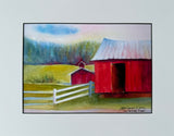 Red Barns on Blackjack Reproduction by JoAnne Hauser Warren