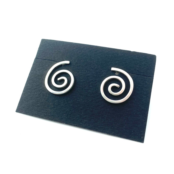 Silver Spiral Post Earrings by Margie Magnuson