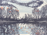 Murmuration Over Cedar River Greeting Card by Lori Biwer-Stewart