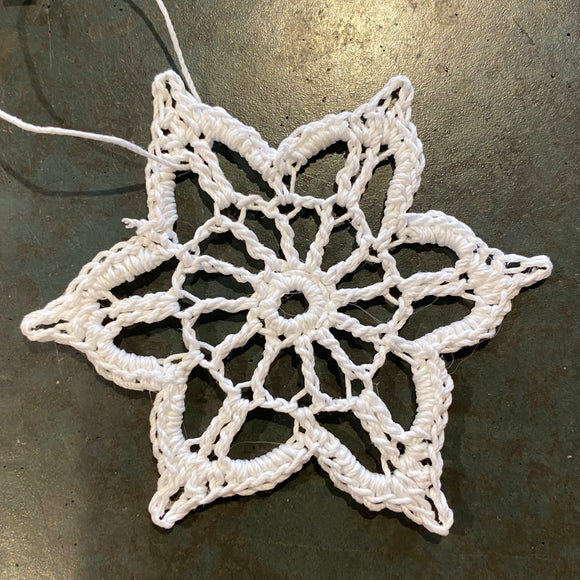 Crocheted Snowflake Ornament by Abby Schrup