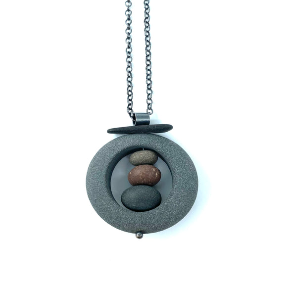 Single Embedded Rock Necklace - Large by Jennifer Nunnelee