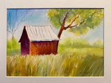Little Red Barn Original Watercolor by JoAnne Hauser Warren