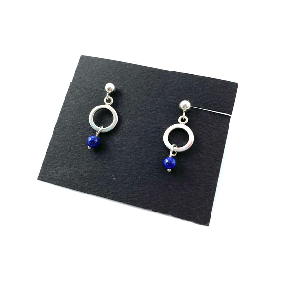 Silver Circles and Lapis Post Earrings by Margie Magnuson
