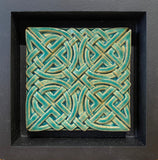 Shiny Green 1-Color Celtic Knots Framed Tile by Mike Skiersch