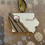 Dubuque Ornament Painted by Lena Olson and Created by Anthony Krier