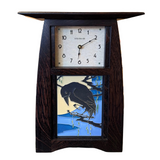 Arts and Crafts Tile Clock - Oak/'Slate' by Schlabaugh & Sons