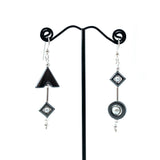 Geometry Drop Earrings - Pearl and Hematite by Brian Watson
