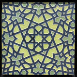 Green 2-Color Islamic Design Framed Tile by Mike Skiersch