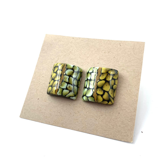 Rectangle/Square Post Earrings - Grasslands by Blue Bus Studio