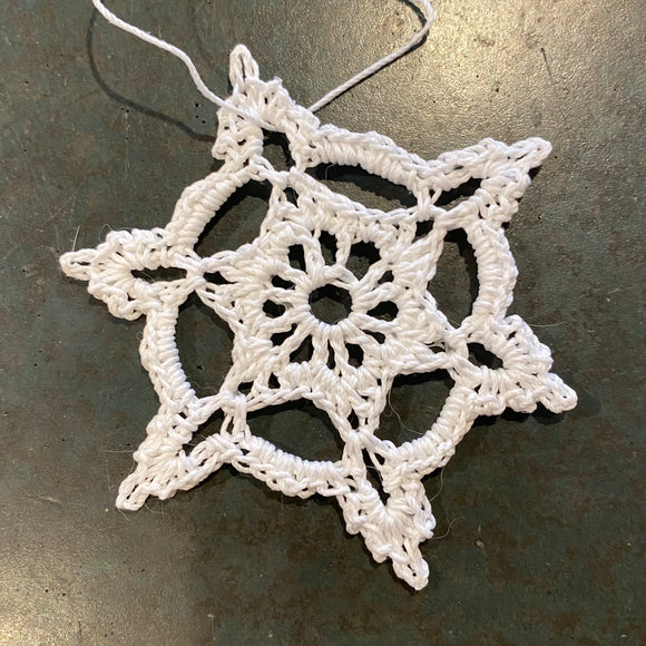 Crocheted Snowflake Ornament by Abby Schrup