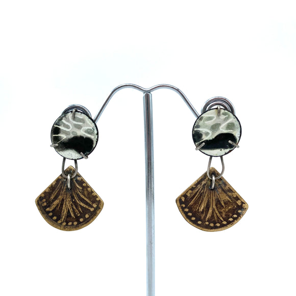 Mixed Metal and Enamel Earrings by Amber Carlin