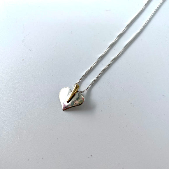 Silver and Gold Heart Necklace by Margie Magnuson