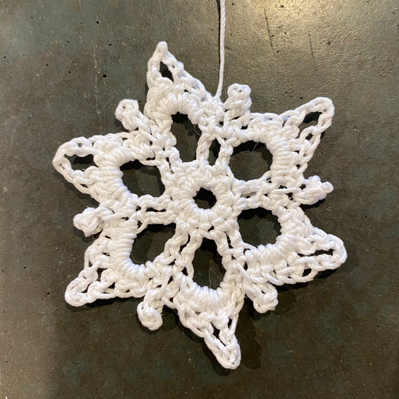 Crocheted Snowflake Ornament by Abby Schrup