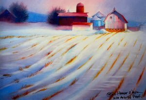 Winter Barns Reproduction by JoAnne Hauser Warren