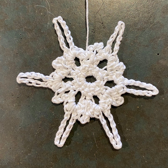 Crocheted Snowflake Ornament by Abby Schrup