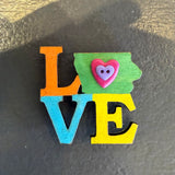 Love Iowa Magnet Painted by Stormy Mochal and Created by Anthony Krier